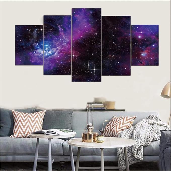 JHDGG Cuadro en Lienzo Habitacion Morada 200×100 cm 5 Partes Arte