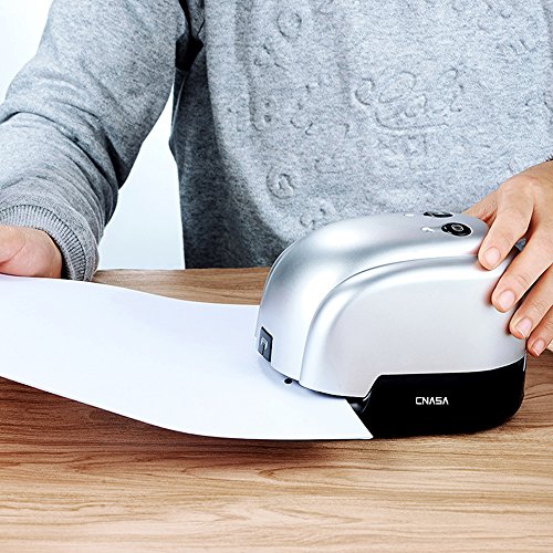 Electric Stapler & 2-hole Punch-CNASA 2 in 1 Heavy Duty Automatic Electric Stapler and 2-hole Paper Punch for Home, Office, Classroom and School, 14-20 Sheets, Silver