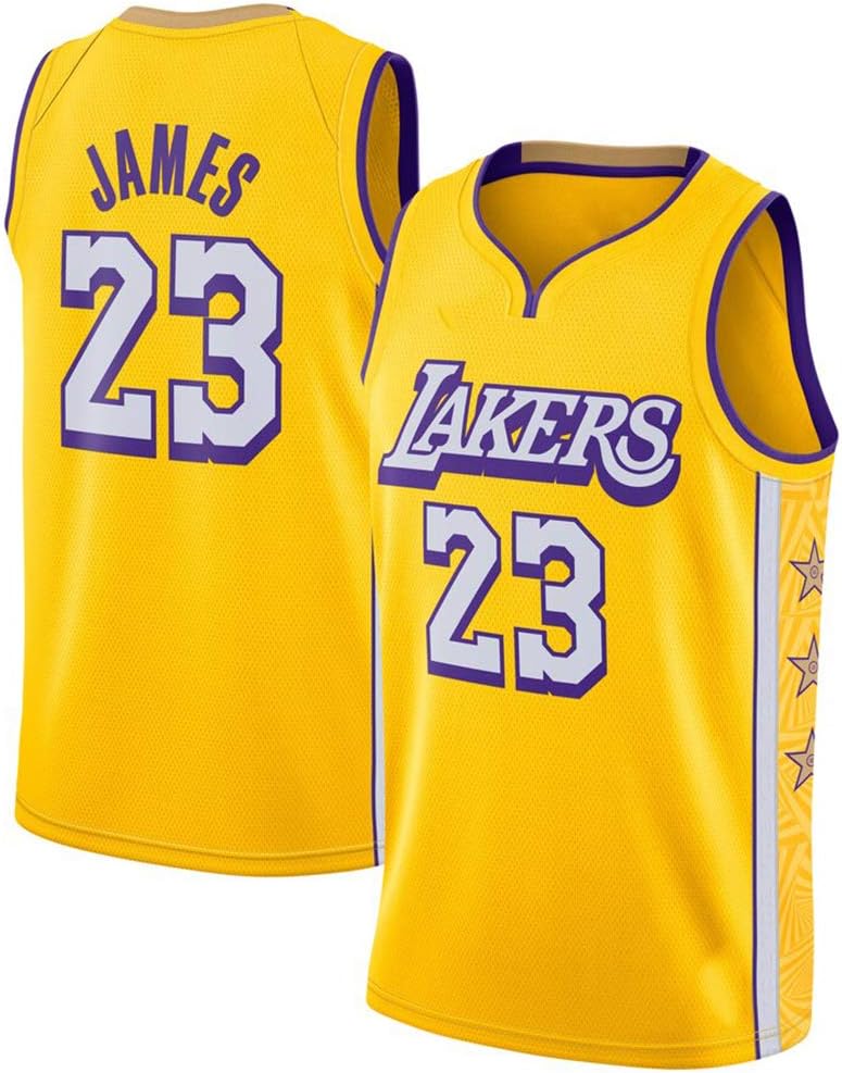 Dce Mens Jersey Lebron James 23 Los Angeles Lakers Basketball Uniform Mesh Jersey Yellow Youth City Edition James Jersey Short Sleeve Sport Top Basketball Jersey Jerseys