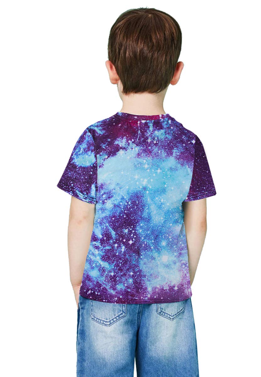 RAISEVERN 3D Printed Galaxy Tshirts Summer Casual Short Sleeve Tees T Shirt for Boys Girls Small