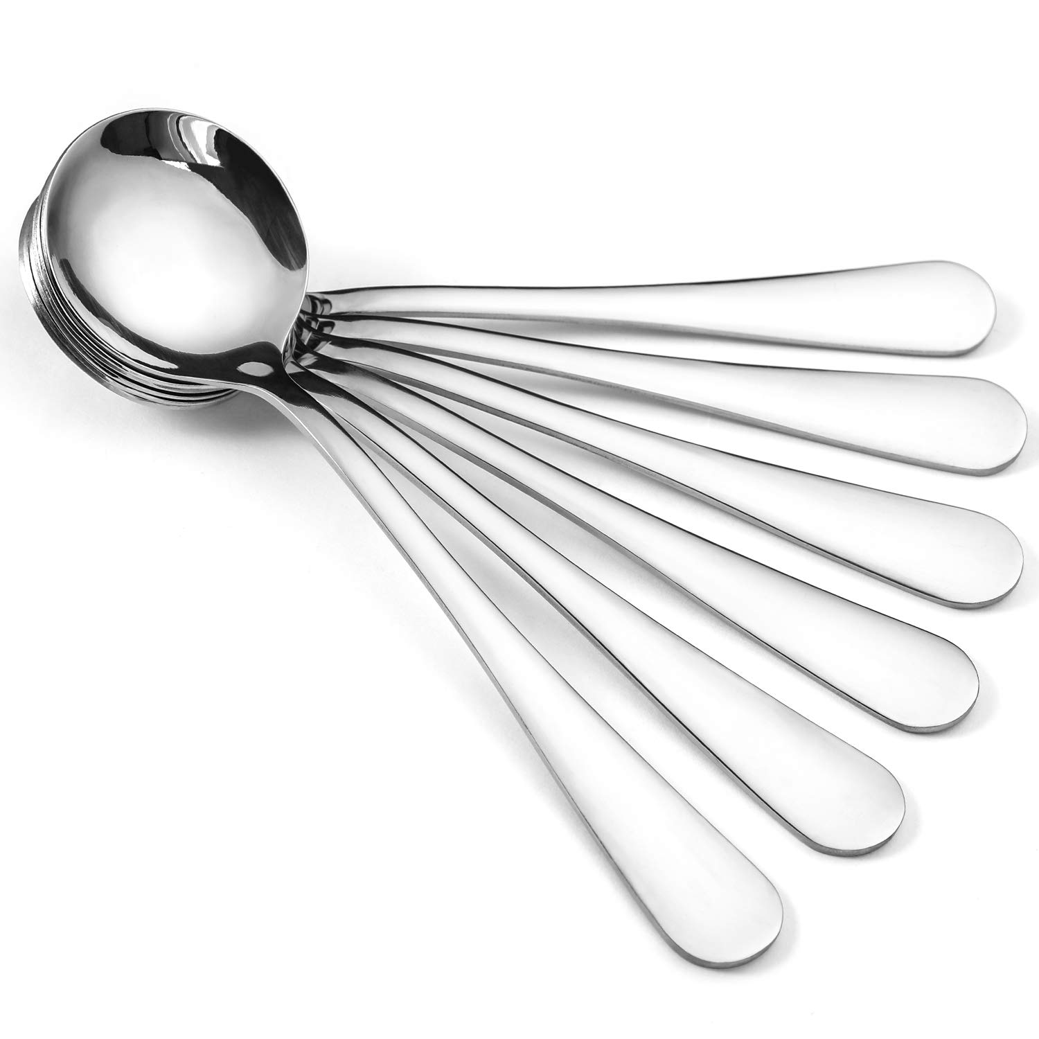 Buy Hiware 6Piece Soup Spoons, Round Stainless Steel Bouillon Spoons