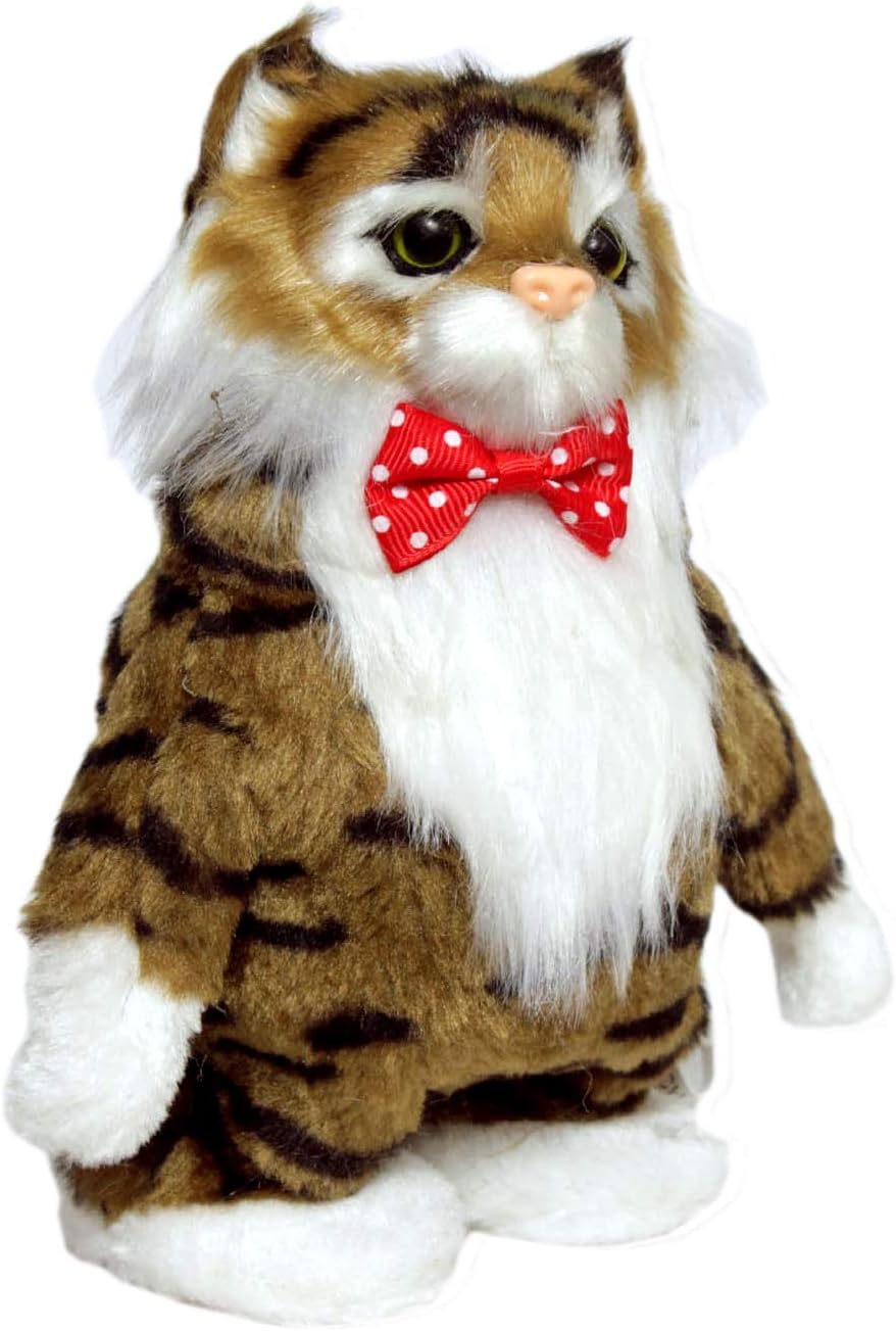 DOMENICO Pet Interactive Talking Cat Plush Toy -Brown