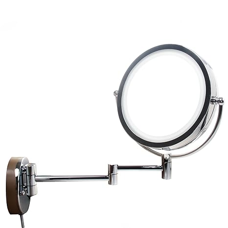 TUKA LED Wandspiegel KosmetikSpiegel 10 fach Vergrößerung, 8,5 inch Wandmontage mit / ohne Bohren, beleuchtet Badzimmerspiege