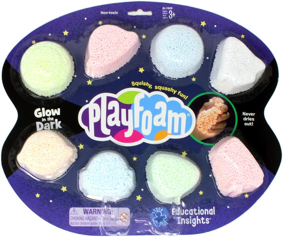 Educational Insights Playfoam Glow in the Dark 8-Pack | Non-Toxic, Never Dries Out | Sensory, Shaping Fun, Arts & Crafts For Kids, Great for Slime | Perfect for Ages 3 and up