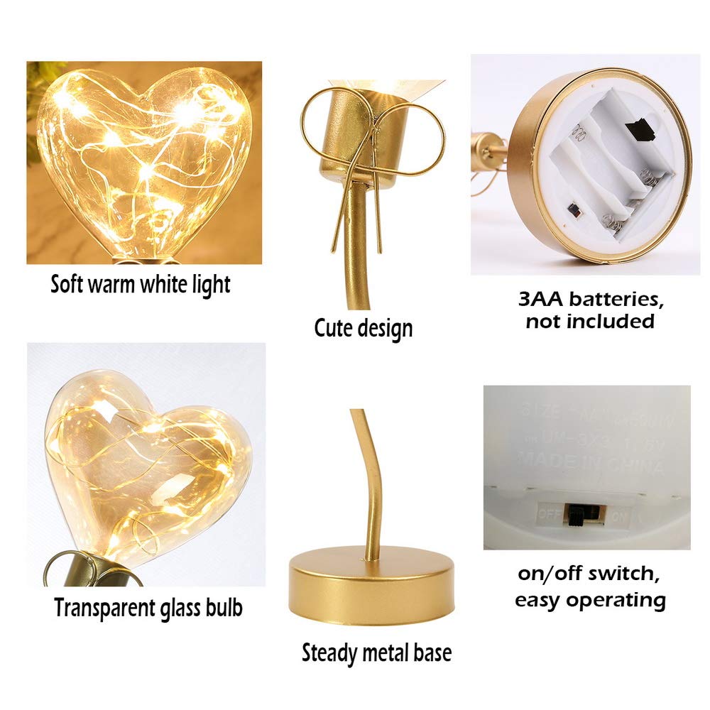 Jhy Design Heart Bulb Decorative Lamp Battery Operated 14 Tall Cordless Accent Light For Wedding And Xmas Black Double Heart Lighting Tabletop Lighting Femsa Com