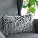 LANANAS Luxury Soft Plush Faux Fur Throw Pillow Covers for Couch Decorative Mongolian Fur Throw Pillow Covers (12''X20'', Grey)