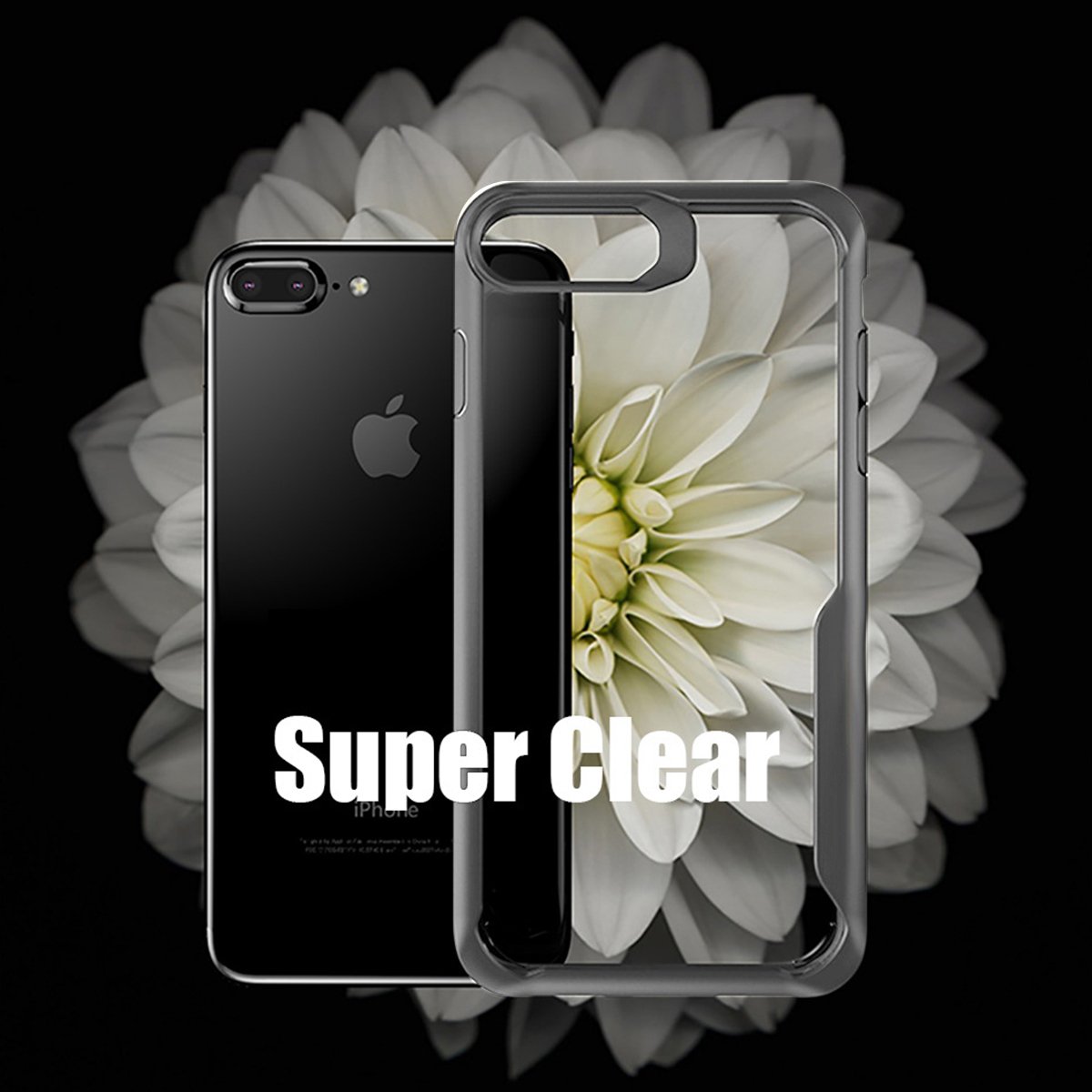Clear iPhone case,VIEE Slim Fit Soft TPU Rubber Bumper with Clear PC Hard Back Protective Shockproof Cover for iPhone 6 Plus/6sPlus/7 Plus/8 Plus 5.5 inch (Grey)