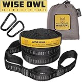 Wise Owl Outfitters Hammock Straps Combined 20 Ft Long, 38 Loops with 2 D Carabiners - Easily Adjustable Tree Friendly Must Have Accessories & Gear for Hanging Camping Hammocks Like Eno Grey Stitch