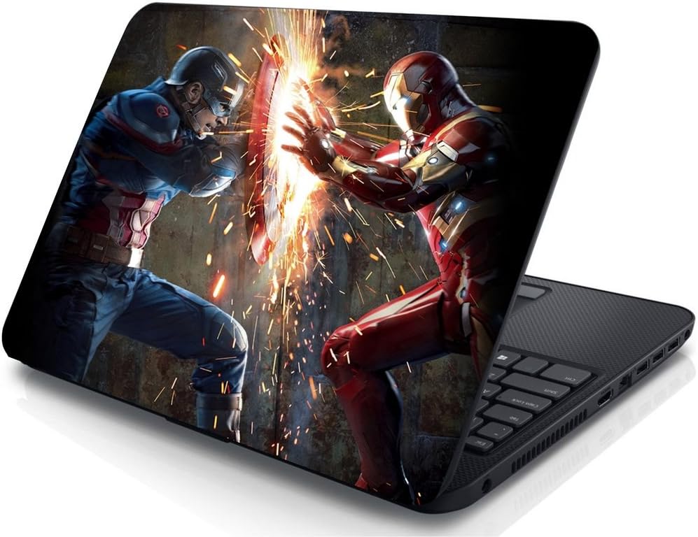 Creatick Studio Captain America Ironman Laptop Sticker (15X10.5 Inch)
