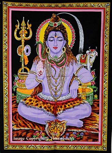 ART BOX STORE Beautiful Meditating Shiva Yoga Tapestry 30 X 43 Inches Hippy Mandala Bohemian Tapestries Tapestry Wall Hanging Ethnic Decorative Indian Dorm Décor