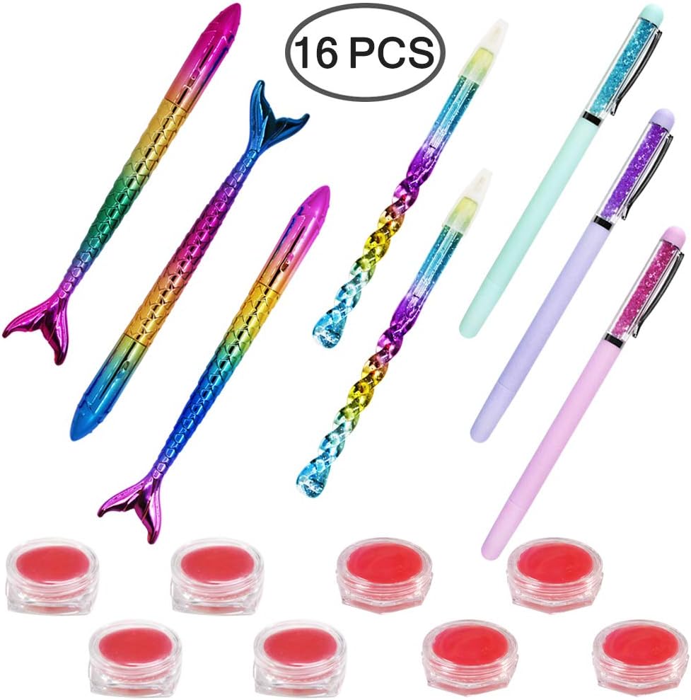 AIFUDA 16 Pcs Diamond Art Tool Kit - Mermaid Spiral Diamond Art Pen Kit - Includes Pen Drills, Glue Clay, Rosa - Image 3