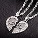 BBF Necklace,Haluoo Best Friends 2 Pcs Necklaces 925 Sterling Silver Reinestone Necklace Gold Friendship Heart Pendant Necklace Jewelry Gifts for Birthday Thanksgiving Christmas Graduation (Silver)thumb 1