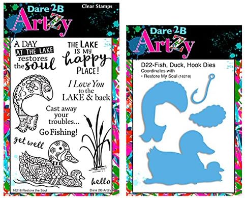 Dare 2B Artzy Restore The Soul Clear Cling Rubber Stamp Set (16216) and D22 Bronze Steel Die Bundle 2 Items