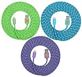 Durable 10FT Braided 8-Pin Lightning Cable Charger Cord 3PK for iPhone 6S, 6S Plus, 6, 5S -PleBluGrn