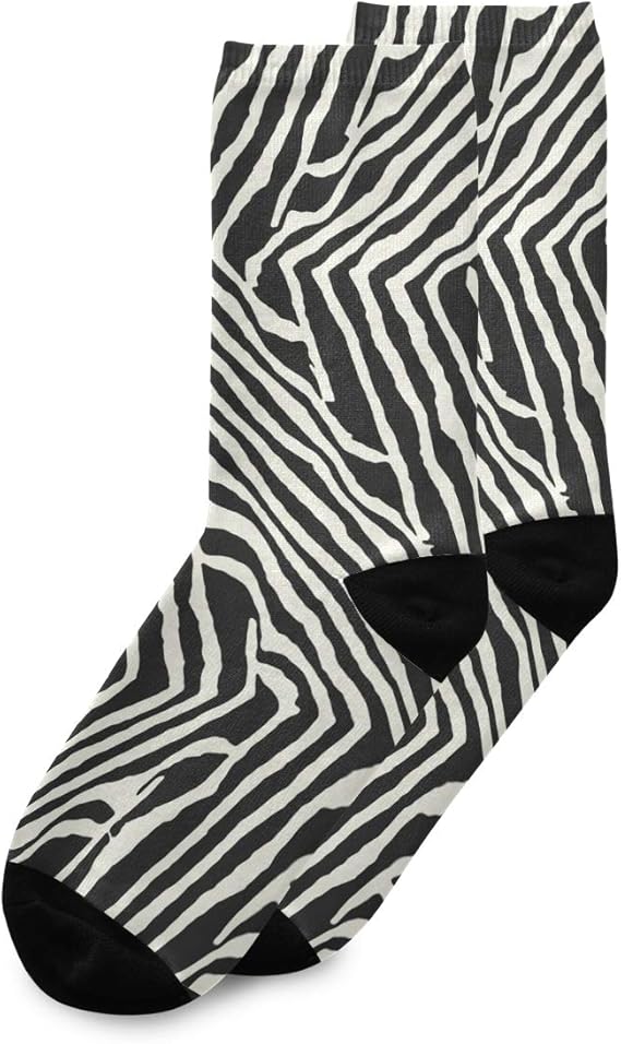 Amazon Vawa 靴下 ソックス おしゃれ かわいい ゼブラ柄 黒白 簡単 セット 通気性 滑り止め ポップスタイル 春夏秋冬 男女兼用 中ストッキング 靴下 通販