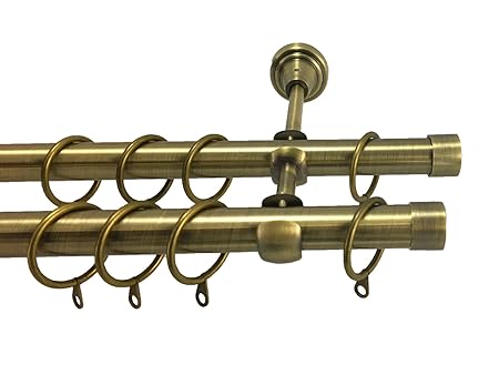 Metal Double 19mm Curtain Pole Rail Rod Various 1 2m To 3m Antique