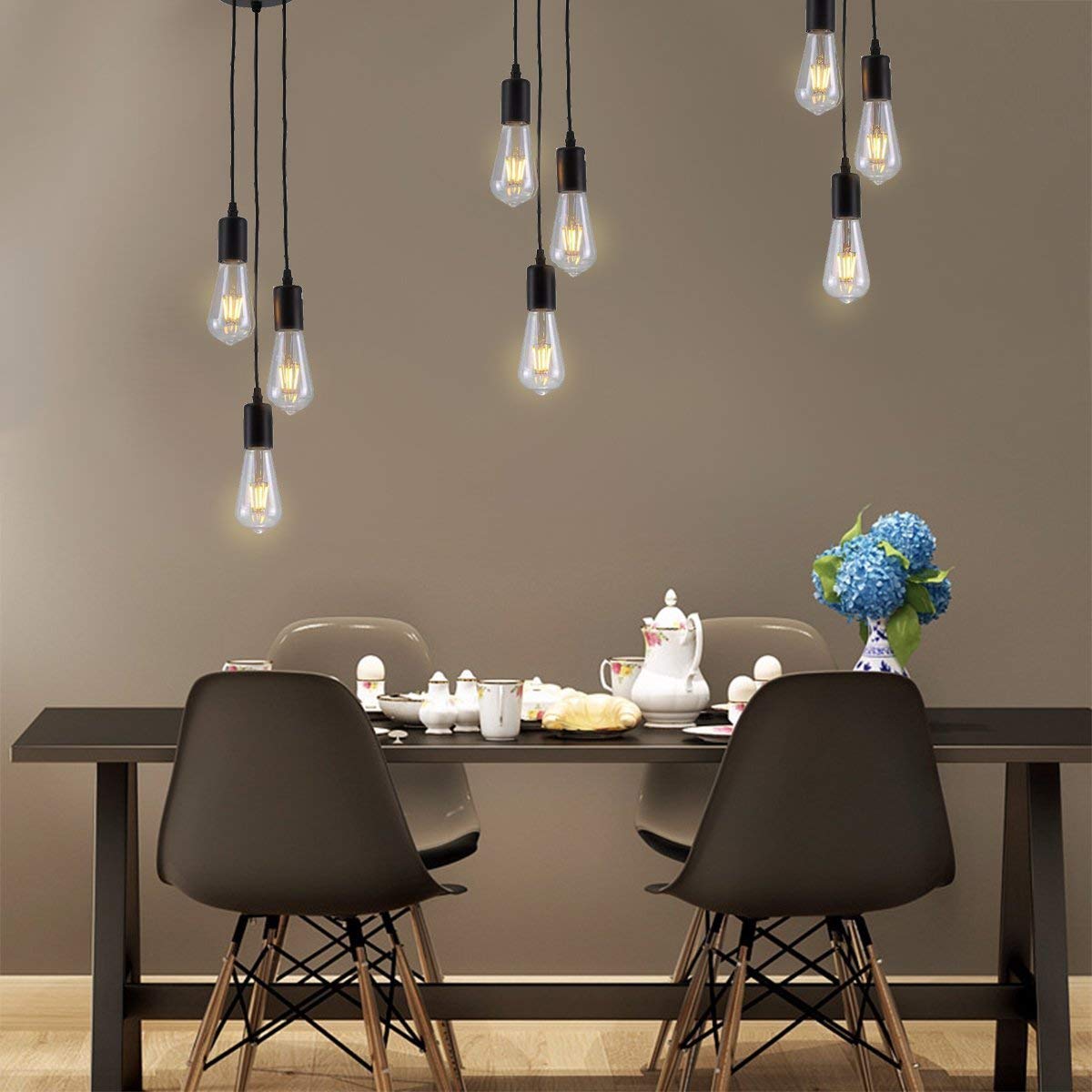 PIANUO Retro Industrial Chandelier Pendant Lights 3 Head E26 Lamps Vintage Classic Edison Lamps Adjustable DIY Ceiling Lamps Ceiling Lights(No Bulbs）