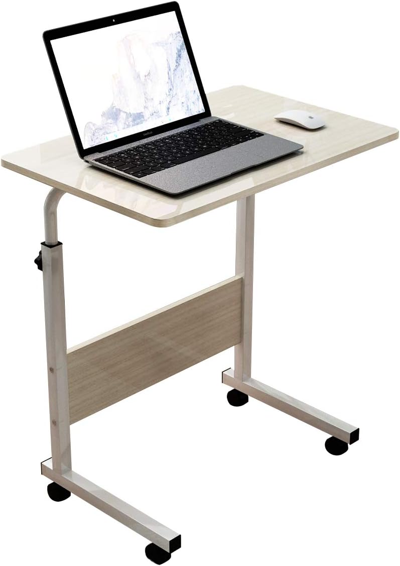 sogesfurniture Mobile Side Table 23.6 Inches Tablet Wheels Mobile Laptop Computer Desk Adjustable Movable Laptop Computer Stand for Bed Sofa,Maple BHUS-05-1-60MP