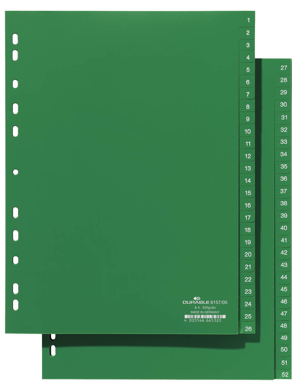 Durable 615705 152 Index File with Printed Tabs for A4 Sheets Green