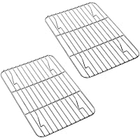 P&P CHEF Baking Rack Pack of 2, Stainless Cooling Rack for Cooking Baking Roasting Grilling Drying, Rectangle 8.6'' x 6…