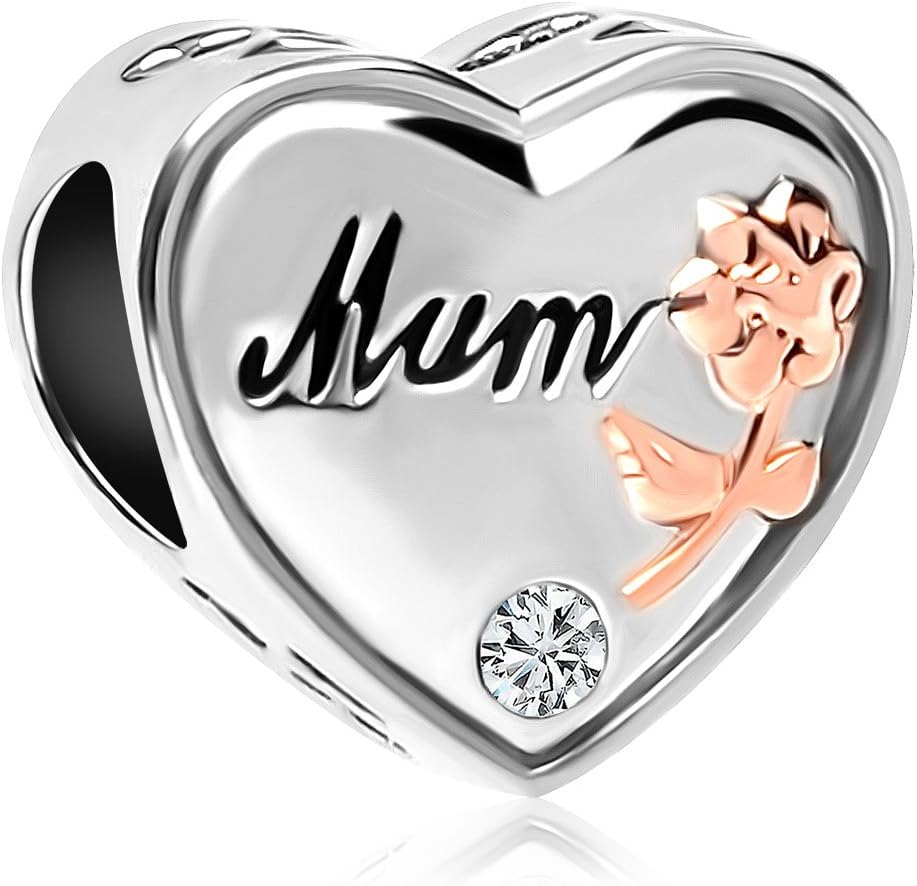 Heart I Love You Mum Charms Beads Fits European Charm Bracelet