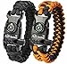 Paracord Bracelet K2-Peak – Survival Bracelets with Embedded Compass Whistle EDC Hiking Gear- Camping Gear Survival Gear Emergency Kit (Black / Orange 8.5