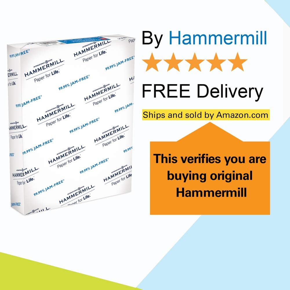 Hammermill 20lb Copy Paper, 8.5 x 11, 5 Ream Case, 2, 500 Sheets, Made in USA, Sustainably Sourced From American Family Tree Farms, 92 Bright, Acid Free, Economical Multipurpose Printer Paper, 113600C : Industrial & Scientific
