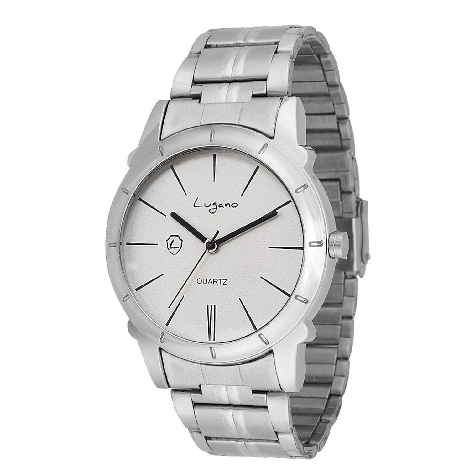 lugano white dail round metal strap analog wacth-for men,boys