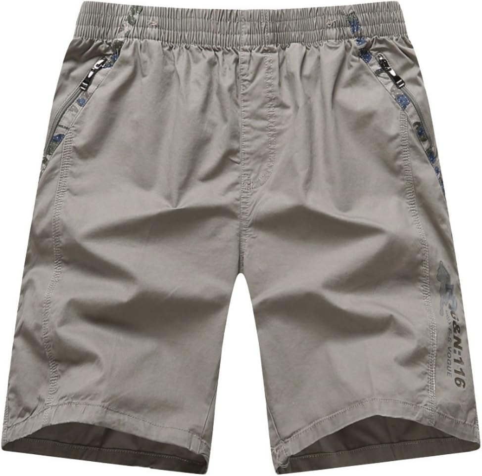YGT Men's Cotton Full Elastic Waist Cargo Performance Baseline Short