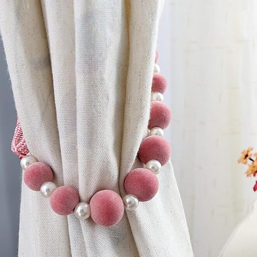 Do4u A Pair Of Pink Earle Beaded Rope Curtain Tiebacks Curtain Tie