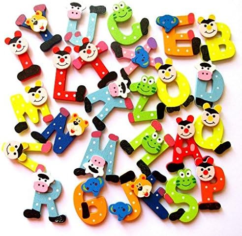 1Set Wooden Cartoon letter Alphabet A-Z Magnets Refrigerator stickers