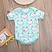 Newborn Baby Boys Girls Fox Short Sleeve Romper Bodysuit Playsuit Outfits (3-6 Months) Blue