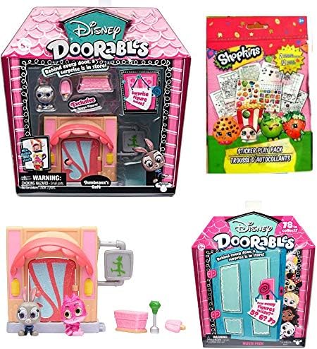 Bigdream Disney Doorables Toys for Girls with Mini Stack, Mini Peek and Shopkins Sticker Book (Zootopia)