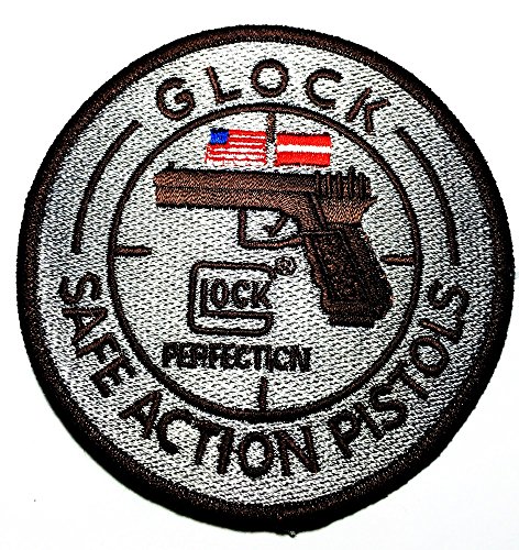 glock lock perfectlcn safe action pistols logo Patch Sew Iron on Logo Embroidered Badge Sign Emblem Costume BY Dreamhigh_skyland