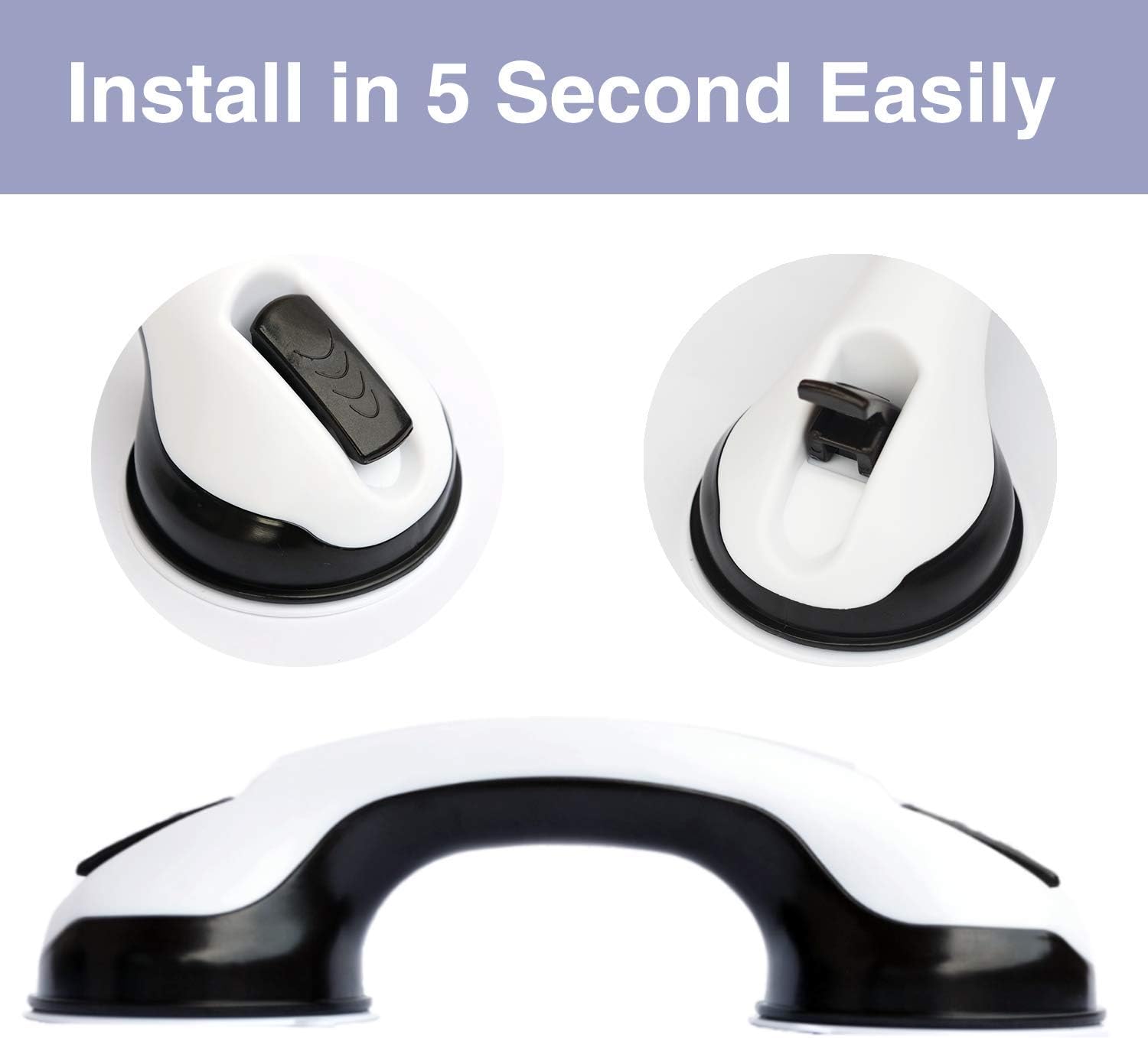 12" Suction Grab Bars 2 Pack, Shower Handles for Handicap, Elderly, Disable, Senior, Bathroom Balance Bar Safety Hand Rail Support for Tub, Showers, Bathtubs, Walls, 4" Cup: Health & Personal Care
