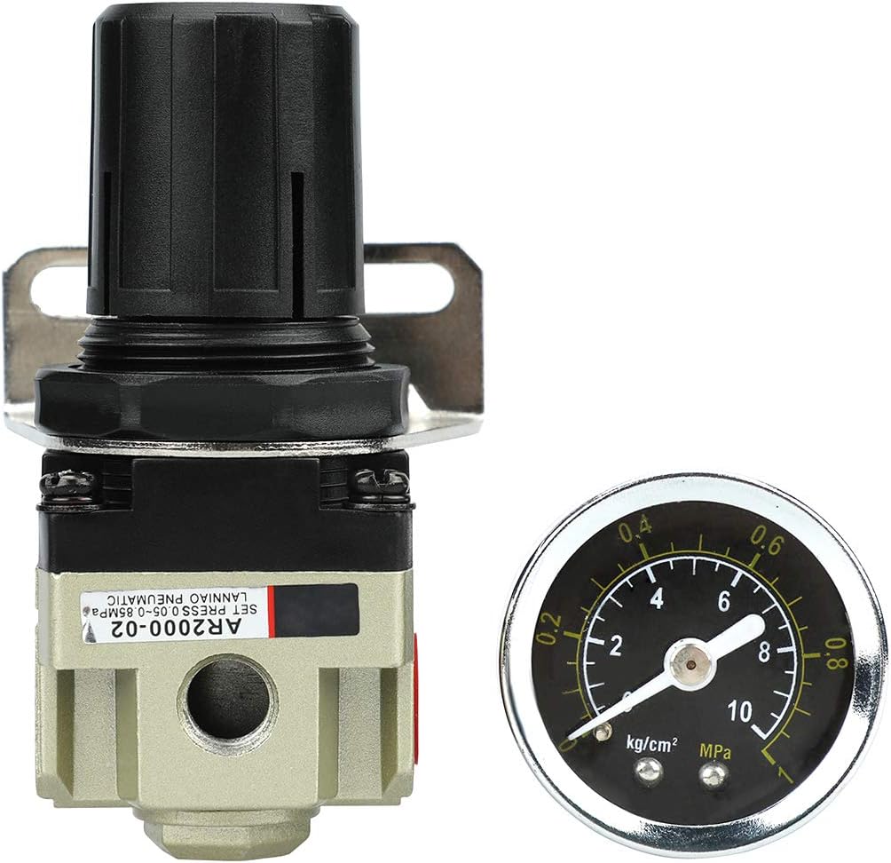 Compressed Air Filter Regulator Lubricator Combo with Gauge 1/4" NPT Poly Cup with Aluminum Alloy Cover, Manual Drain, 5 μm - Image 5