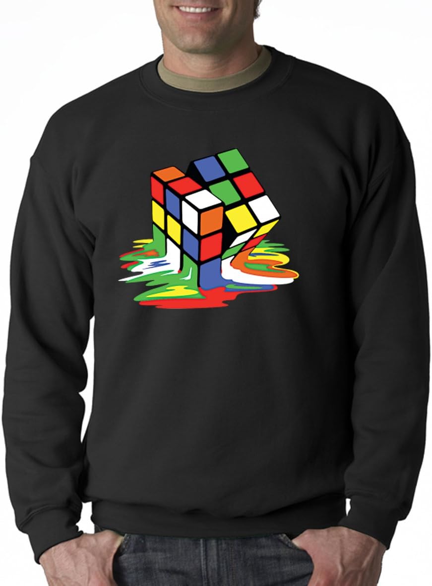 Theater Of Oneness Melting Rubiks Cube Unisex Crewneck Cool Pop Art Psychedelic Sweatshirts