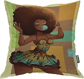 Almohada Africana Chica Africana con Traje Nacional Bohemio Cuadrado