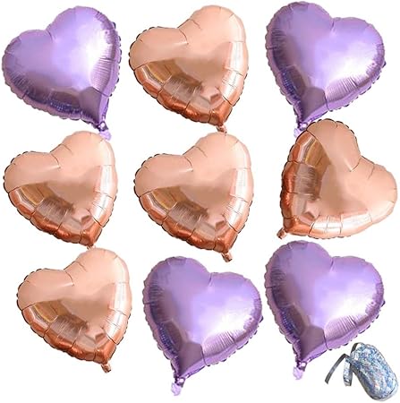 Amazon Frontier 風船 ハート バルーン デコレーション カラフル セット 誕生日 飾りつけ おしゃれ 豪華 ハートバルーン9個セット ピンクゴールド ライトパープル 風船 バルーン おもちゃ