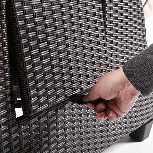 LCH Adjustable Recliner Relaxing Sofa Chair Outdoor Wicker Furniture Aluminum Frame Lounge with Beige Soft Thicken Cushions | Porch, Backyard, Pool or Garden