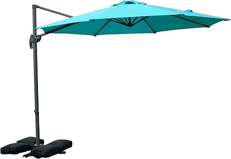 3 Large Blue Lokatse Home 10 Ft Offset Outdoor Cantilever Hanging Umbrella For Patio With Crank Cross Base