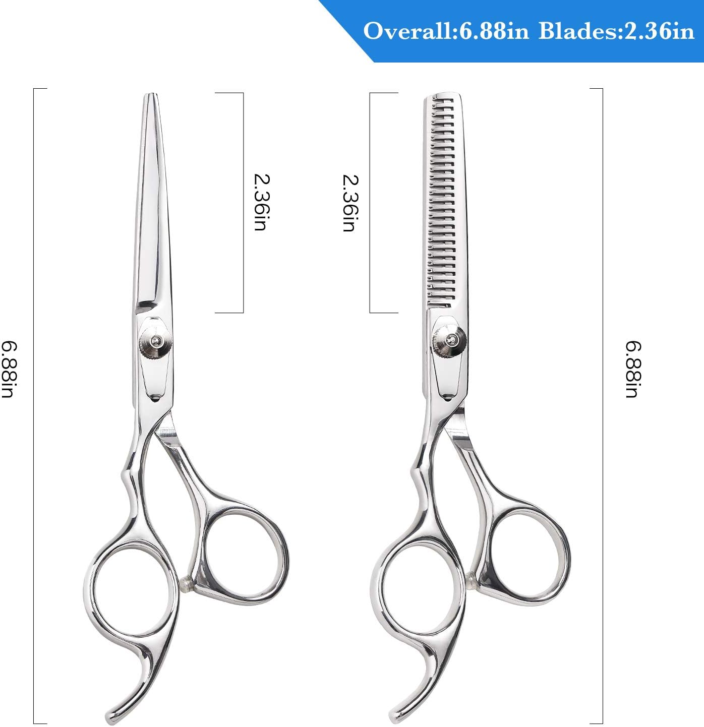 Hair Cutting Scissors Thinning Teeth Shears Set Stainless Steel (6 inches), Professional Home Haircutting Styling Barber/Salon for Women Men Kids Pets: Home Improvement