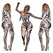 Halloween Costume Women Sexy Psychedelic Print Long Sleeve Bodycon Long Pants Jumpsuit Romper Clubwear All-In-One Catsuit,Black,XL
