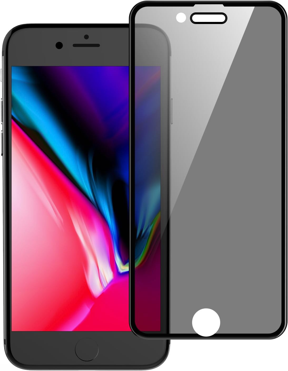 Universal iPhone 8 Plus, 7 Plus, 6/6s Plus Privacy Screen Protector, WEBELI Anti Spy Anti-Glare [4D Full Coverage] Tempered Glass for iPhone 8+/7+/6+/6s+ 5.5" (Black)