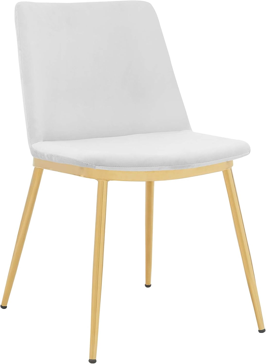 Armen Living Messina Modern Velvet and Gold Metal Leg Dining Room Chairs - Set of 2, White Grey - Chairs