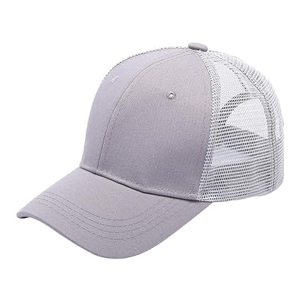 Sonnenhut Damen Herren,Lookhy Mode Pferdeschwanz Unordentlich BröTchen Trucker Plain Baseball Visier MüTze Papa Justierbarer 