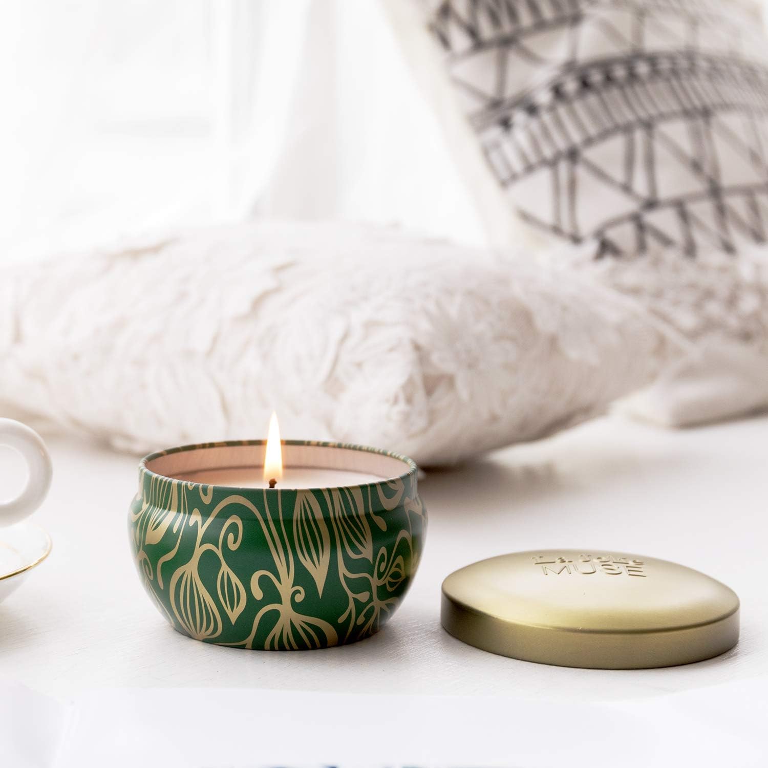 Aromatherapy Scented Candles - Blue Lotus Essential Oil Stress Relief Soy Candles,6.5 Oz Natural Soy Wax Travel Tin Relaxing Candle for Bath Spa Meditation, Relaxation Gift for Christmas: Home & Kitchen
