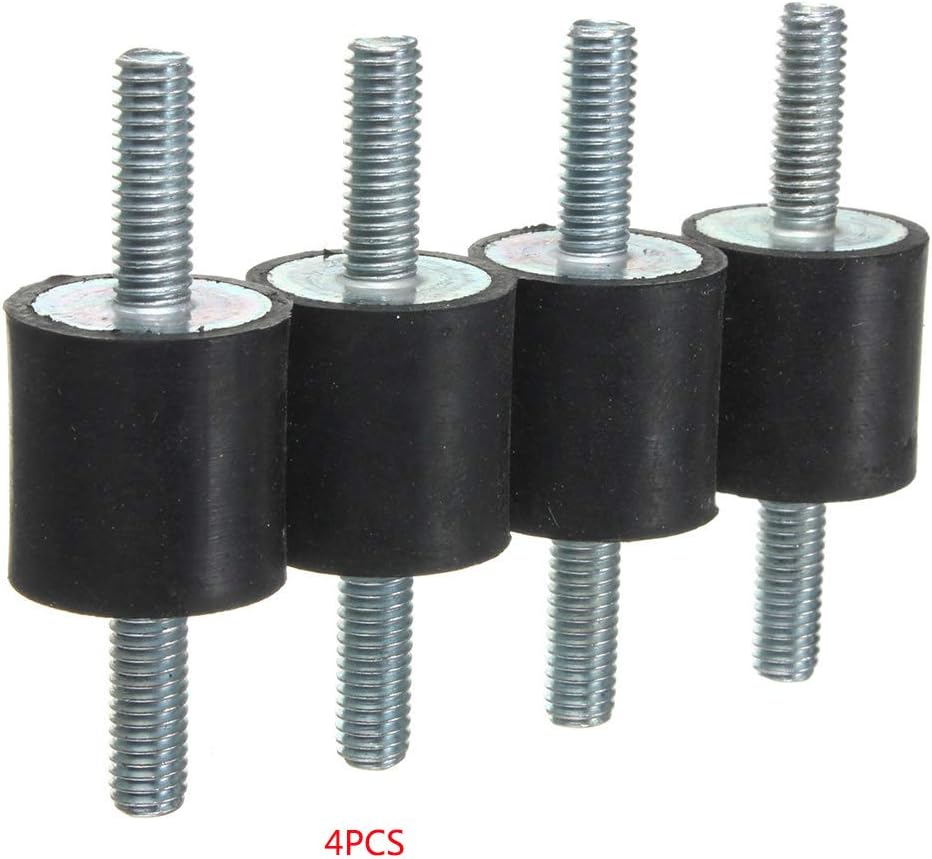 Elenxs 4pcs M6 Rubber Mounts Shock Absorber Double Male Thread Rubber Anti Vibration Boat Car Bobbin