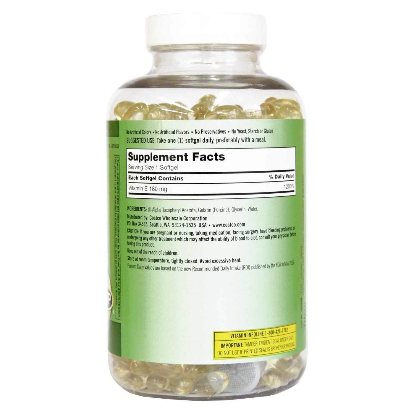 Kirkland Signature Vitamin E 400 I.U. 500 Softgels, Bottle Buy Online