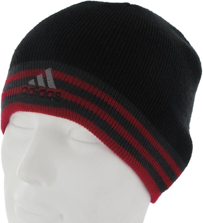 adidas Men's The Crossing Reversible Beanie Hat, Black/Strong Red/Solid